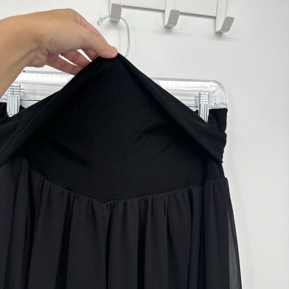 Belle Gray by Lisa Rinna Black Foldover Long Maxi Skirt Size Medium Y2k - Picture 6 of 10